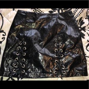 Forever 21 Lace Up Vinyl Leather Skirt